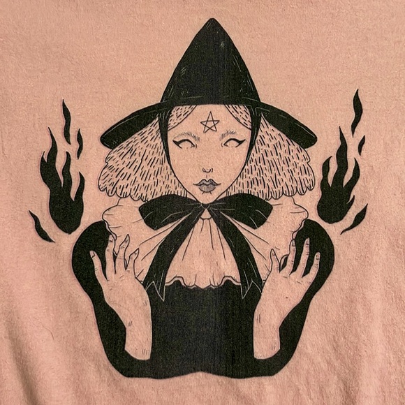 Witchy Pink and Black Shirt Goth Pastel Chic Cute - Picture 5 of 6